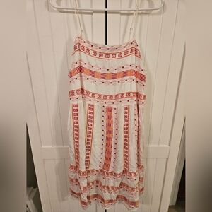 Savanna Jane Red and White Geometric Midi Dress